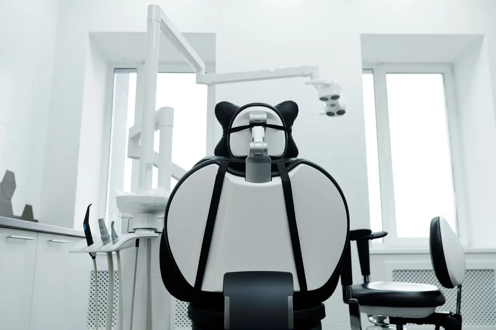 An empty, freshly cleaned dental treatment room
