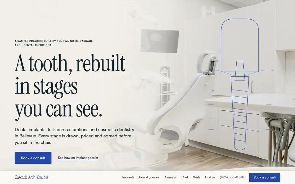 Cascade Arch Dental website, home page