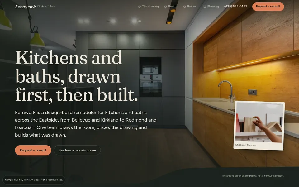 Fernwork Remodel website, home page