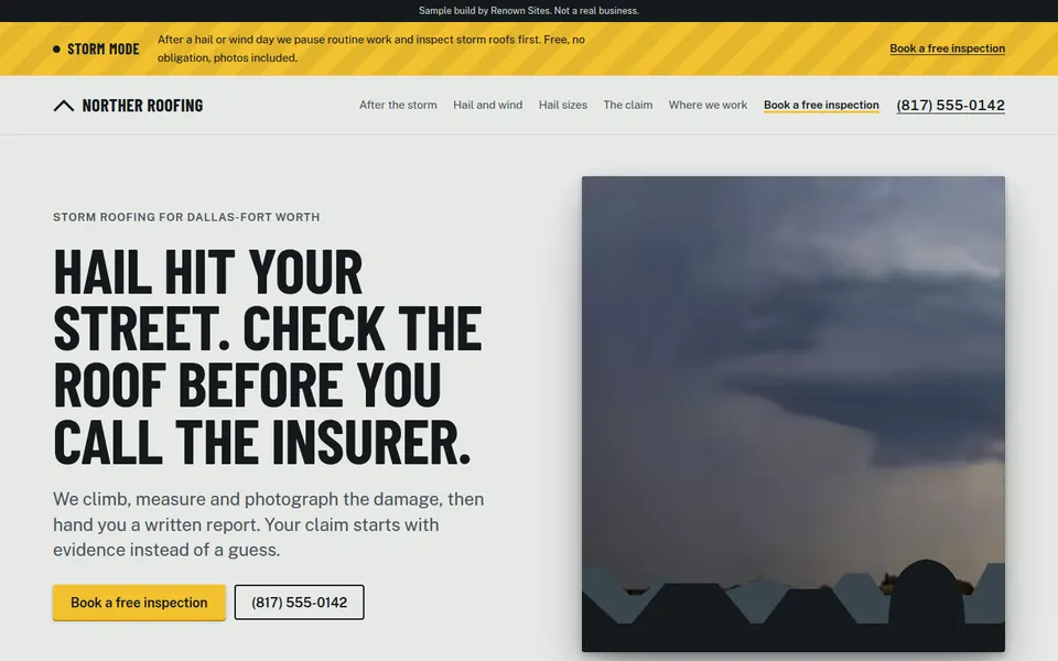 Norther Roofing website, home page
